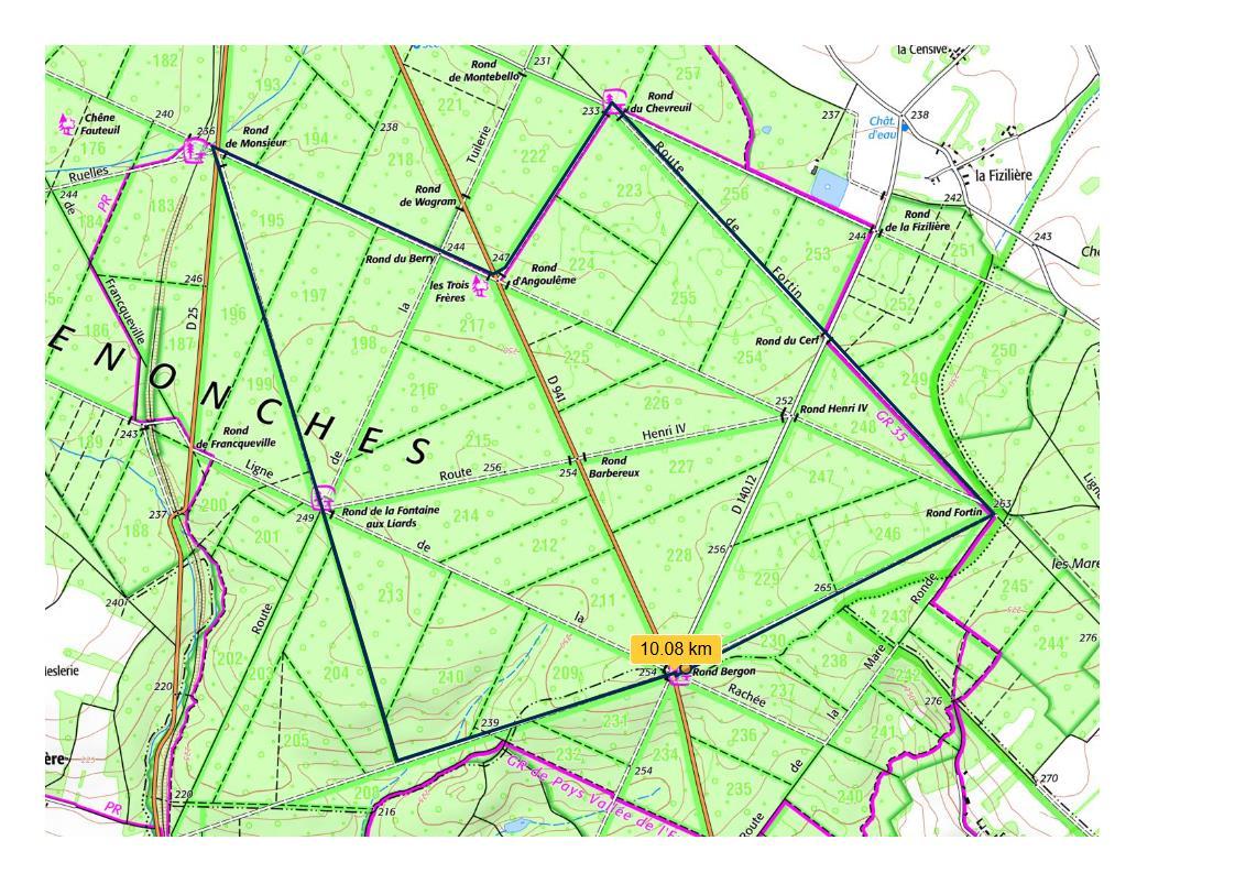 Carte Senonches rond Bergon